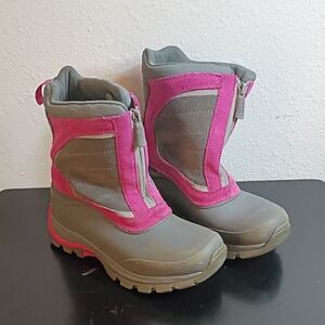 Land's End Kids Pink and Gray Winter Boots